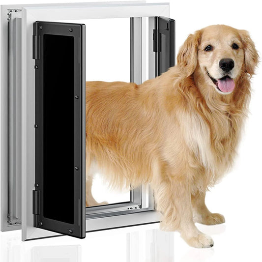 Dogs Door with Flap Heavy Duty Doors Large Aluminum Pet Door Energy Efficient Durable for Exterior Outdoor Indoor Wall Door