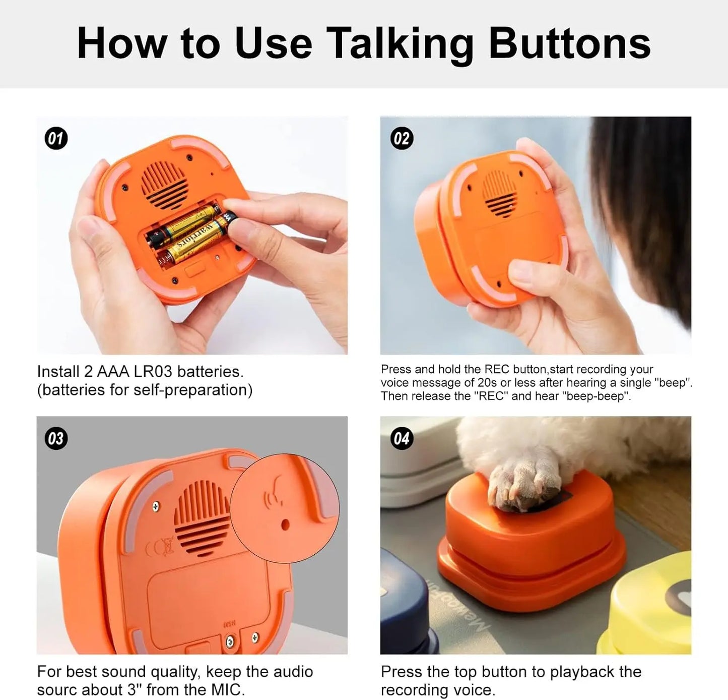 Dog Toy with Button Record Talking Pet Communication Vocal Training Interactive