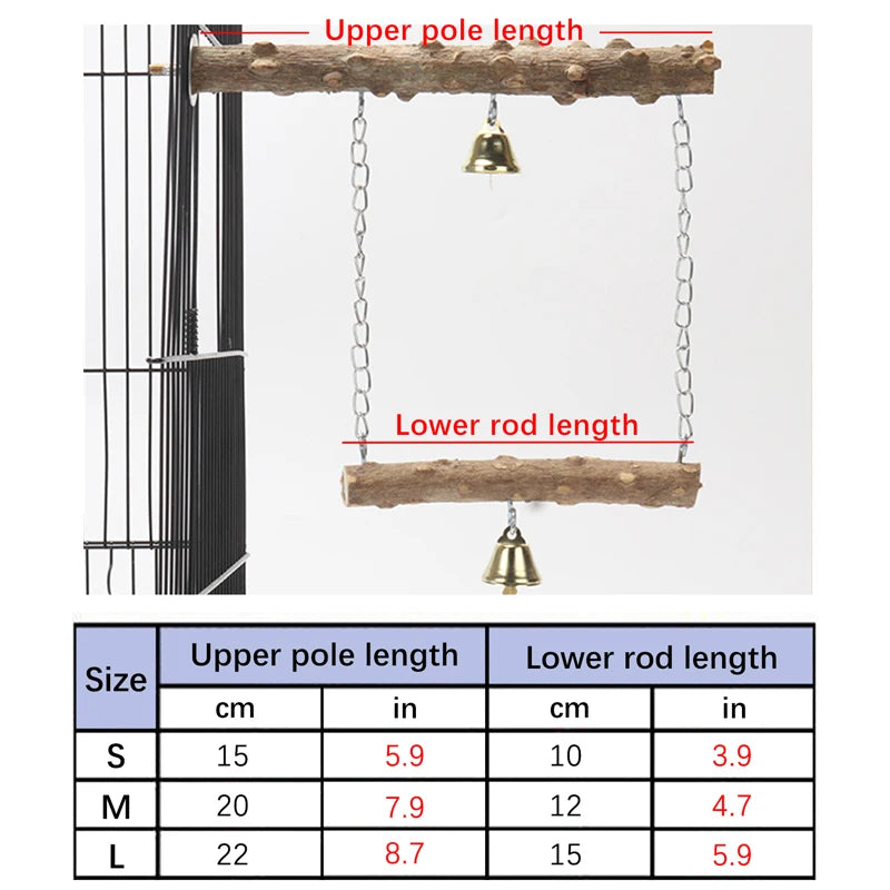 Wood Parrot Stand Pole Double Layer Toy for Bird