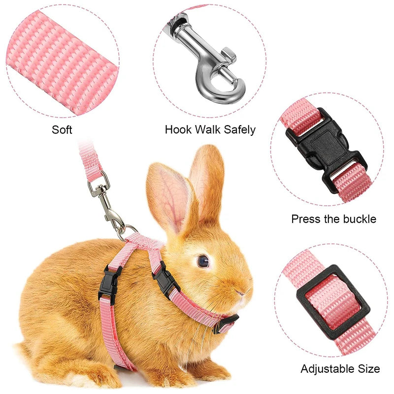 Adjustable Rabbit Cat Harness and Leash Set
