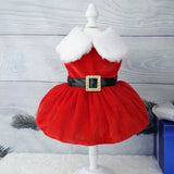 Cute Christmas Outfit Soft Small Pet Red Skirt Suit