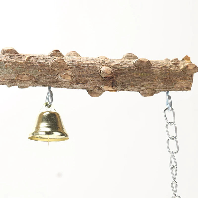 Wood Parrot Stand Pole Double Layer Toy for Bird