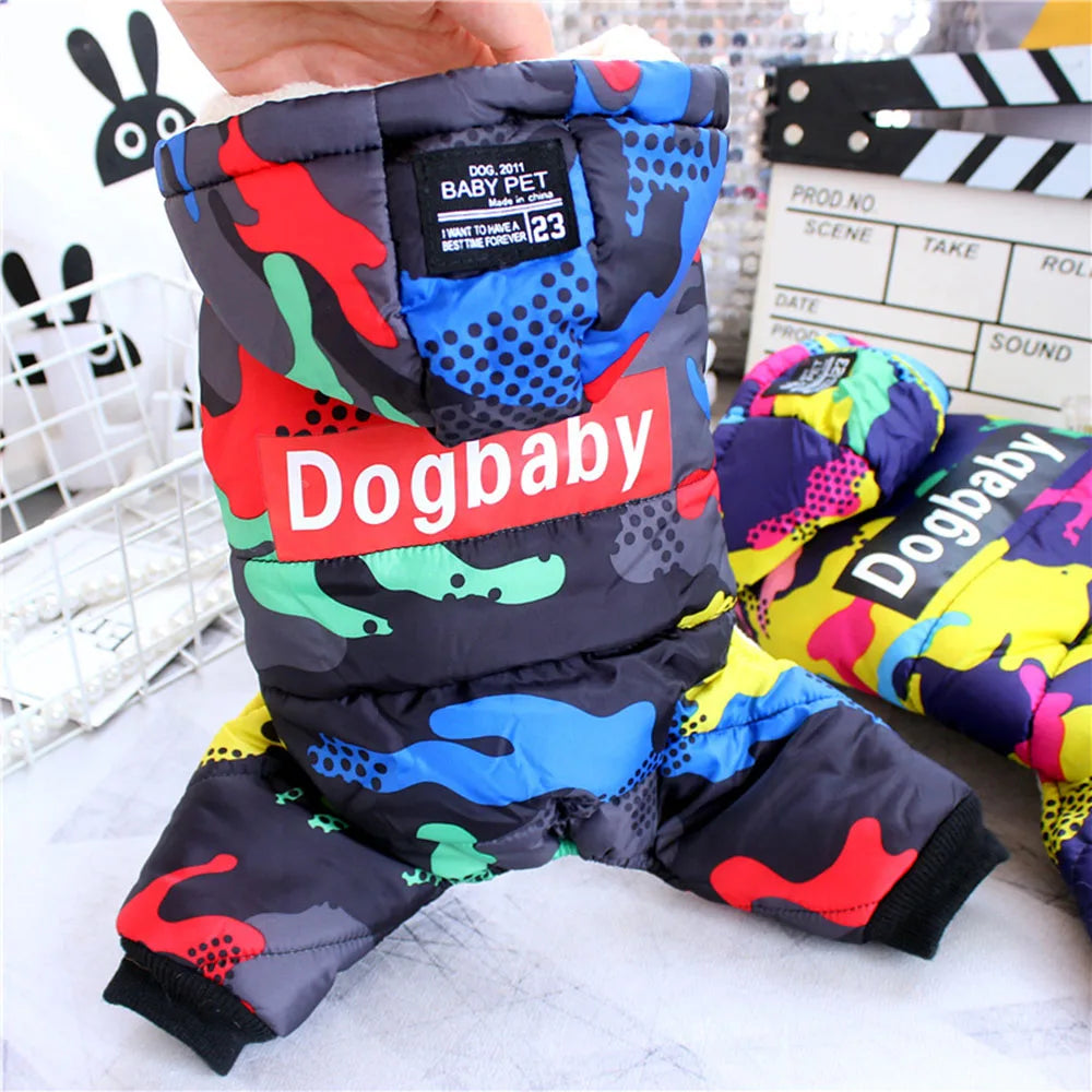 Small Dog Clothes Winter Warm Dog Coat Windproof Snowsuit