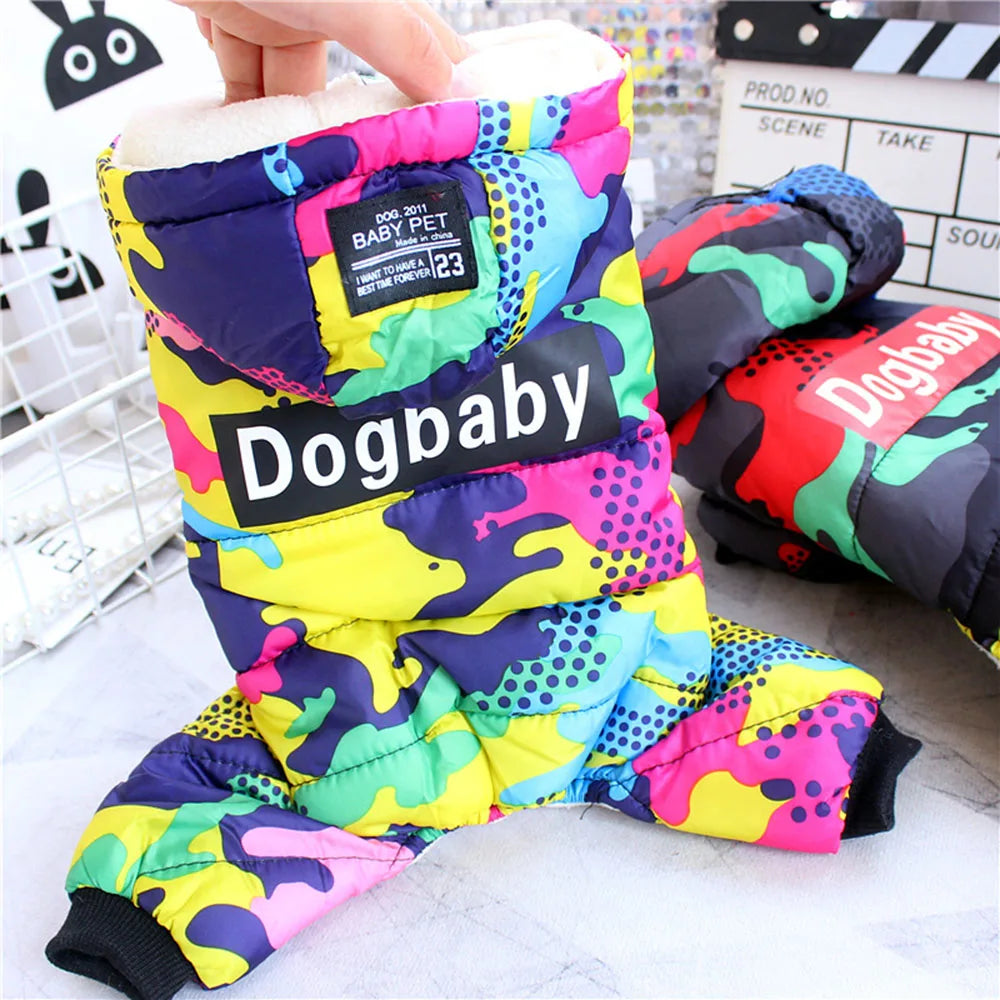 Small Dog Clothes Winter Warm Dog Coat Windproof Snowsuit