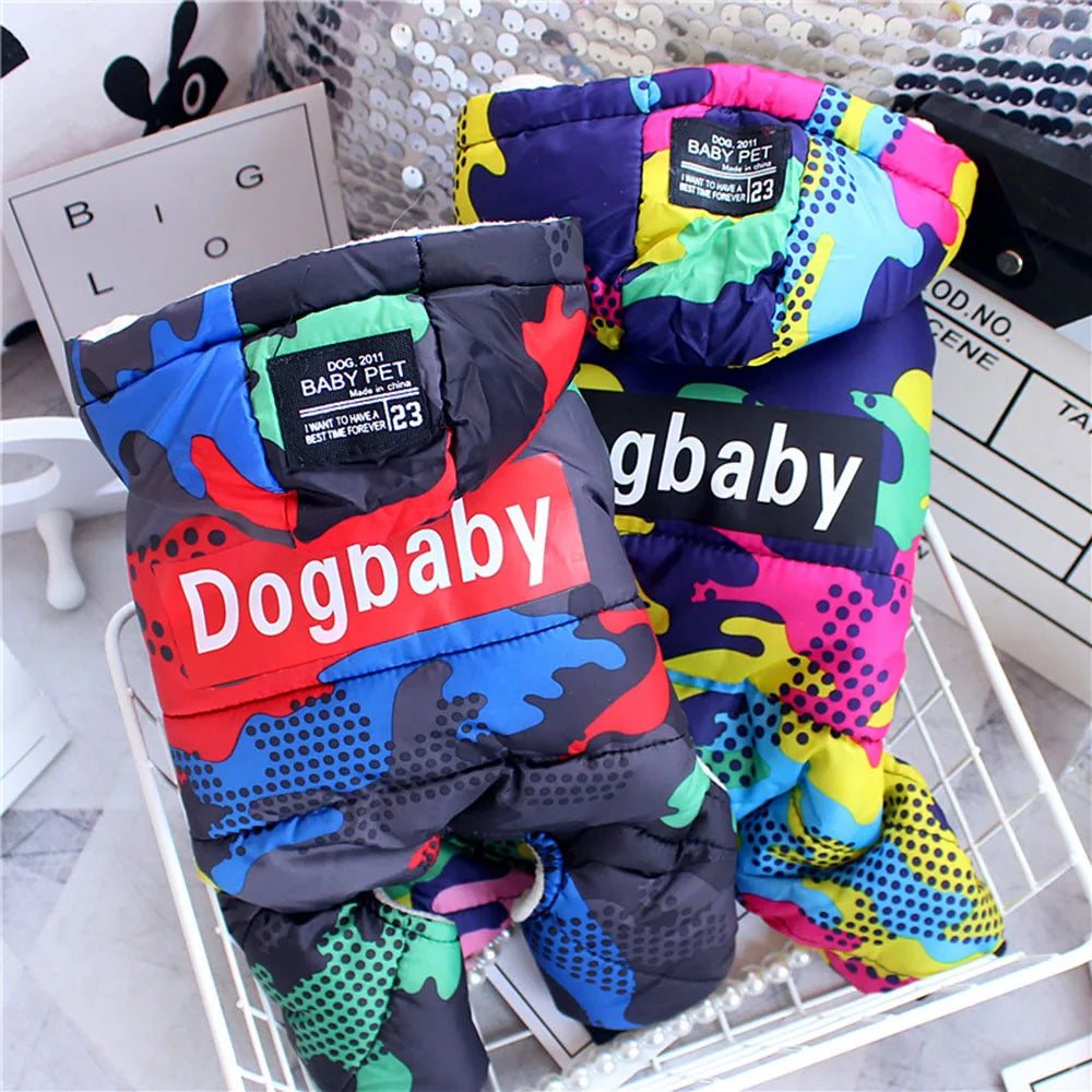 Small Dog Clothes Winter Warm Dog Coat Windproof Snowsuit