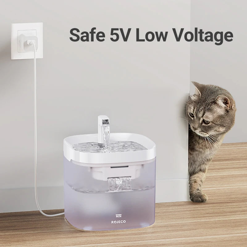 ROJECO Transparent Cat Water Fountain Pet Water Dispenser