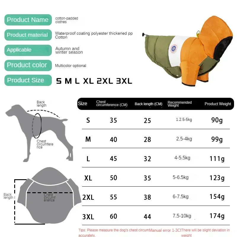 Dog Winter Pet Cotton Jacket  For Small Medium Dogs Cats