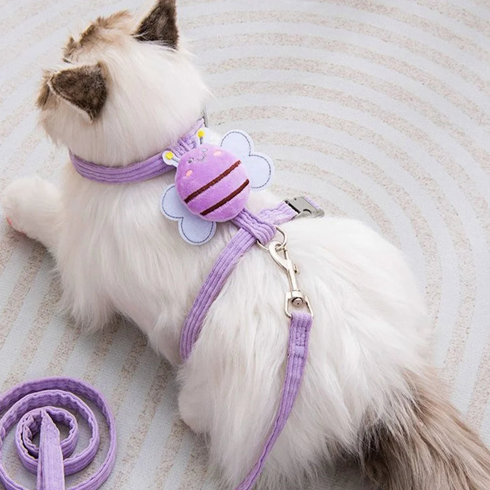 Cat/Dog Harness Leash Collar Set Adjustable
