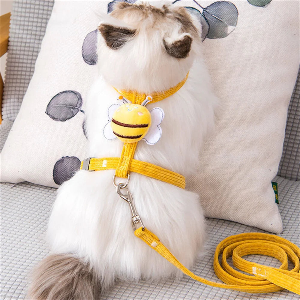 Cat/Dog Harness Leash Collar Set Adjustable