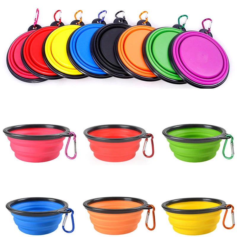 Portable Silicone Bowl Water Container with Carabiner