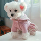 Cat Dog Autumn and Winter Thickened Warm Pink Gold Princess Dress