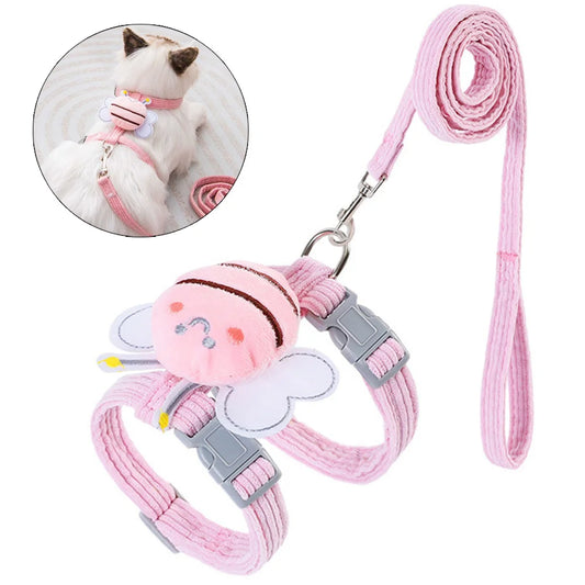 Cat/Dog Harness Leash Collar Set Adjustable