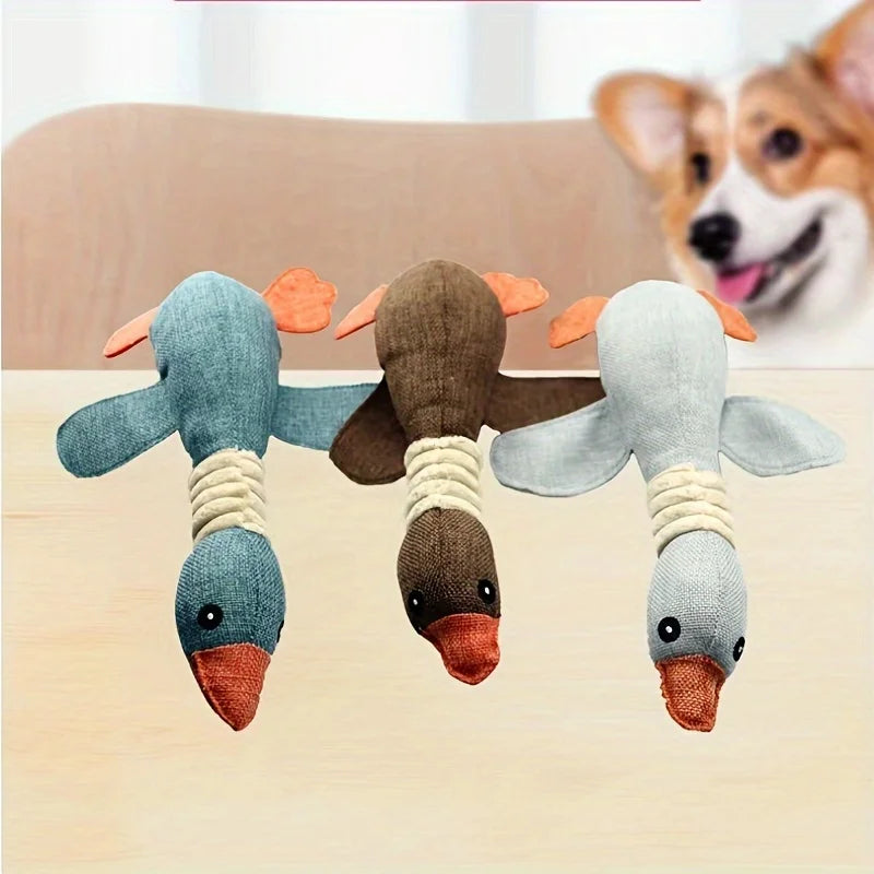 1PC Dogs And Cats Tricolor Wild Goose Plush Sound Toy Grinding Teeth Bite Resistant From High Boredom Pet Supplies