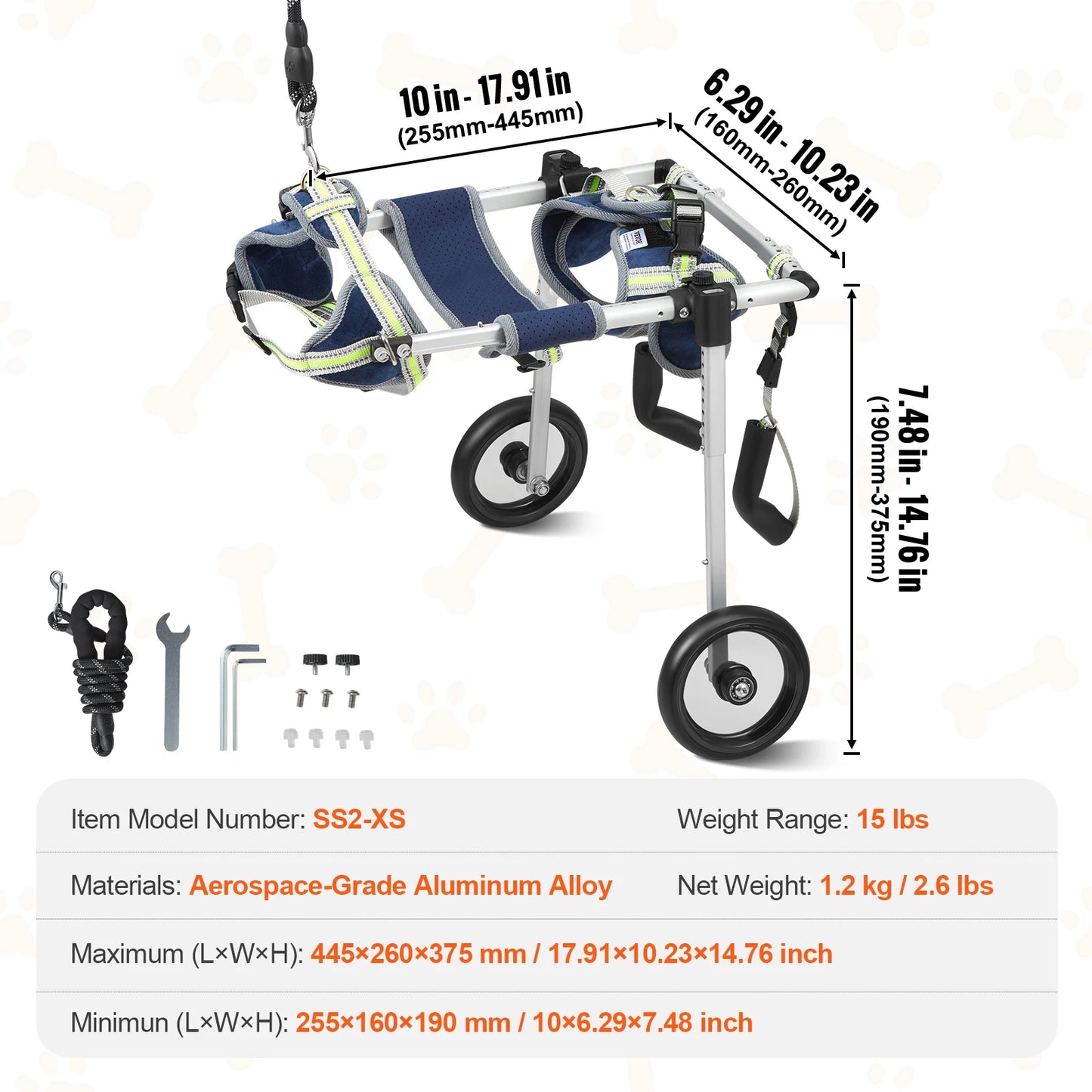 2 Wheels Pet Wheelchair for Back Legs