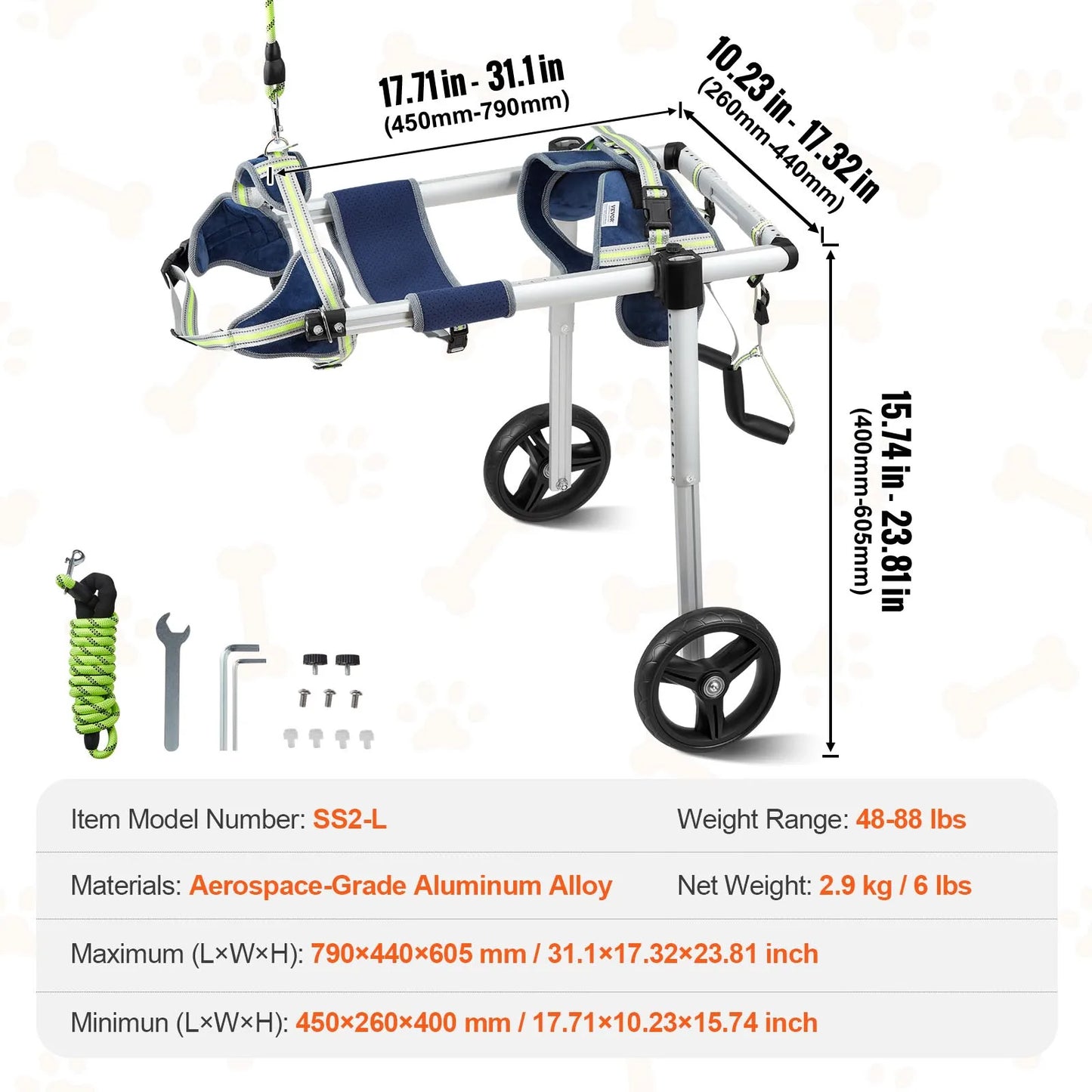2 Wheels Pet Wheelchair for Back Legs