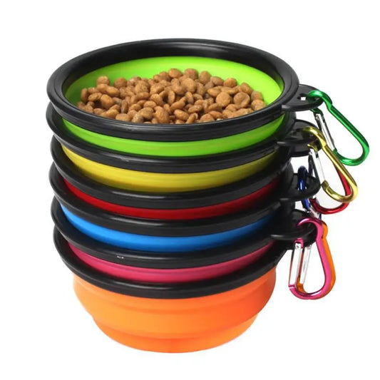 Portable Silicone Bowl Water Container with Carabiner