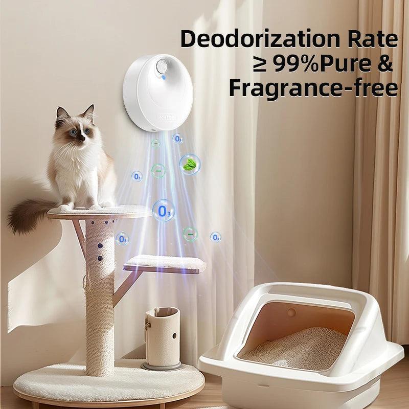 Smart Cat Litter Deodoriser 4000mAh Cat Odor Purifier For Cat Litter Box Automatic Pet Toilet Deodorant Purifier Supplies
