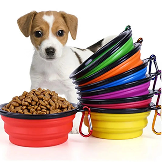 Portable Silicone Bowl Water Container with Carabiner