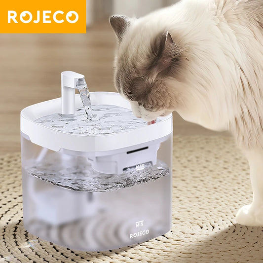 ROJECO Transparent Cat Water Fountain Pet Water Dispenser