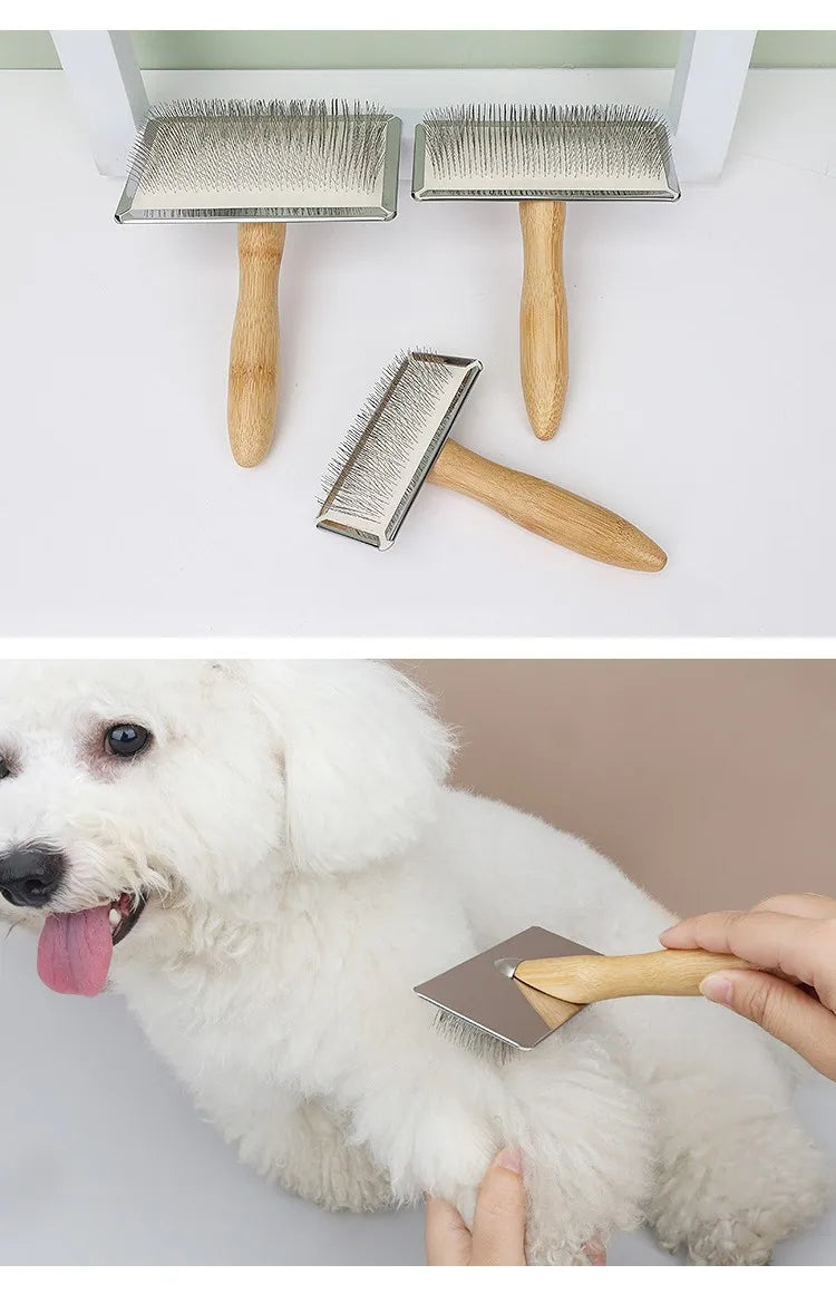 Dog Brush Pet Hair Remover Massage Cat Brush Pet Grooming Stainless Steel Combs for Cats Hair Knot Opening