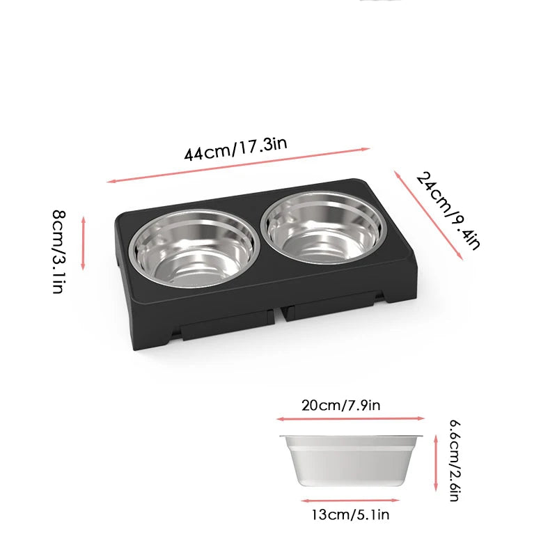 Elevated Dog Feeder Bowls Adjustable Raised Stand with Double Stainless Steel Food Water Bowls Small Medium Large Dogs