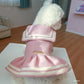 Cat Dog Autumn and Winter Thickened Warm Pink Gold Princess Dress