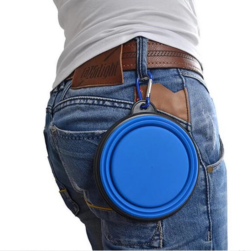 Portable Silicone Bowl Water Container with Carabiner