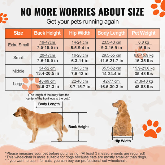 2 Wheels Pet Wheelchair for Back Legs