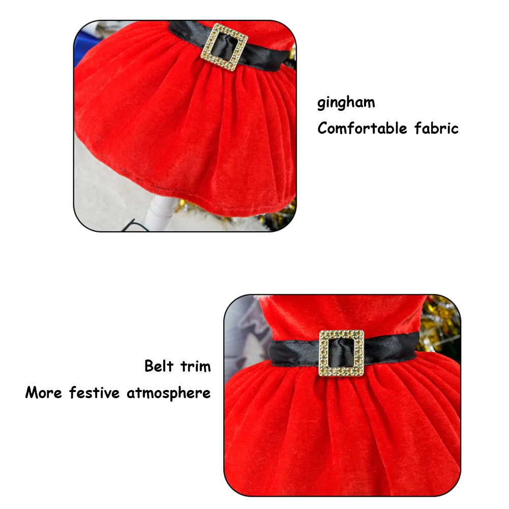 Cute Christmas Outfit Soft Small Pet Red Skirt Suit