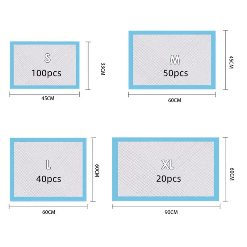 100/50/40/20PCS Absorbent Dogs Disposable Pee Pads Quick Dry Surface Mat Clean Cushion Dog Supplies