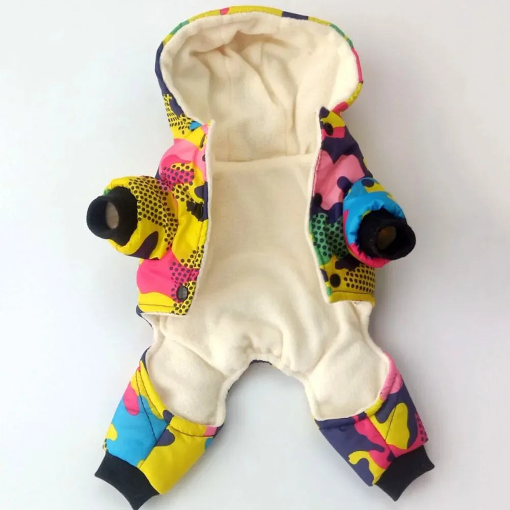 Small Dog Clothes Winter Warm Dog Coat Windproof Snowsuit
