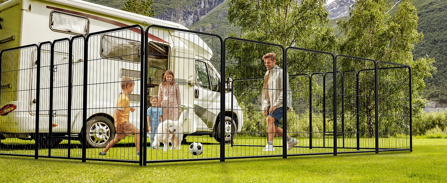 16 Panel Dog Playpen Indoor Pet Fence Exercise for Yard Gate Heavy Duty Crates with Doors Metal Dog Pen for Camping Outdoor