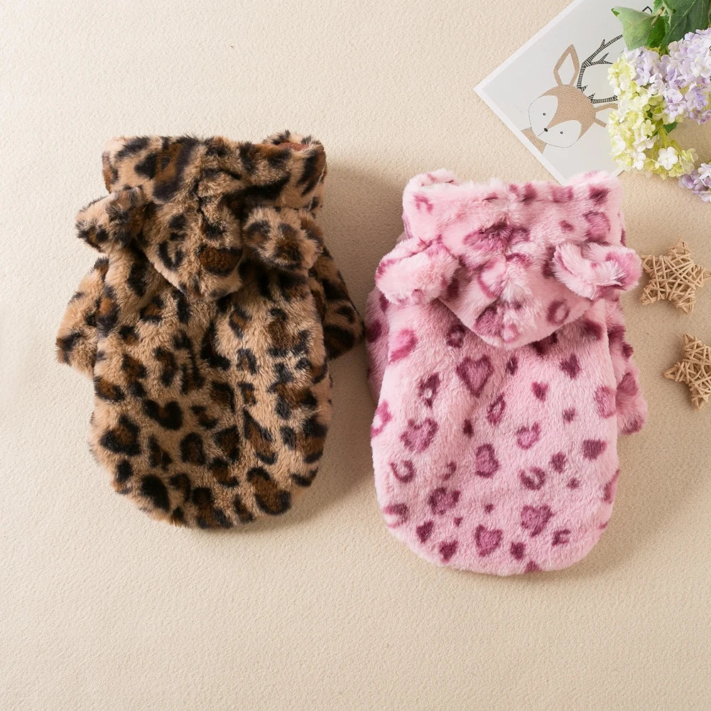 Fleece Dog Hoodie Winter Warm Pet Dog Clothes