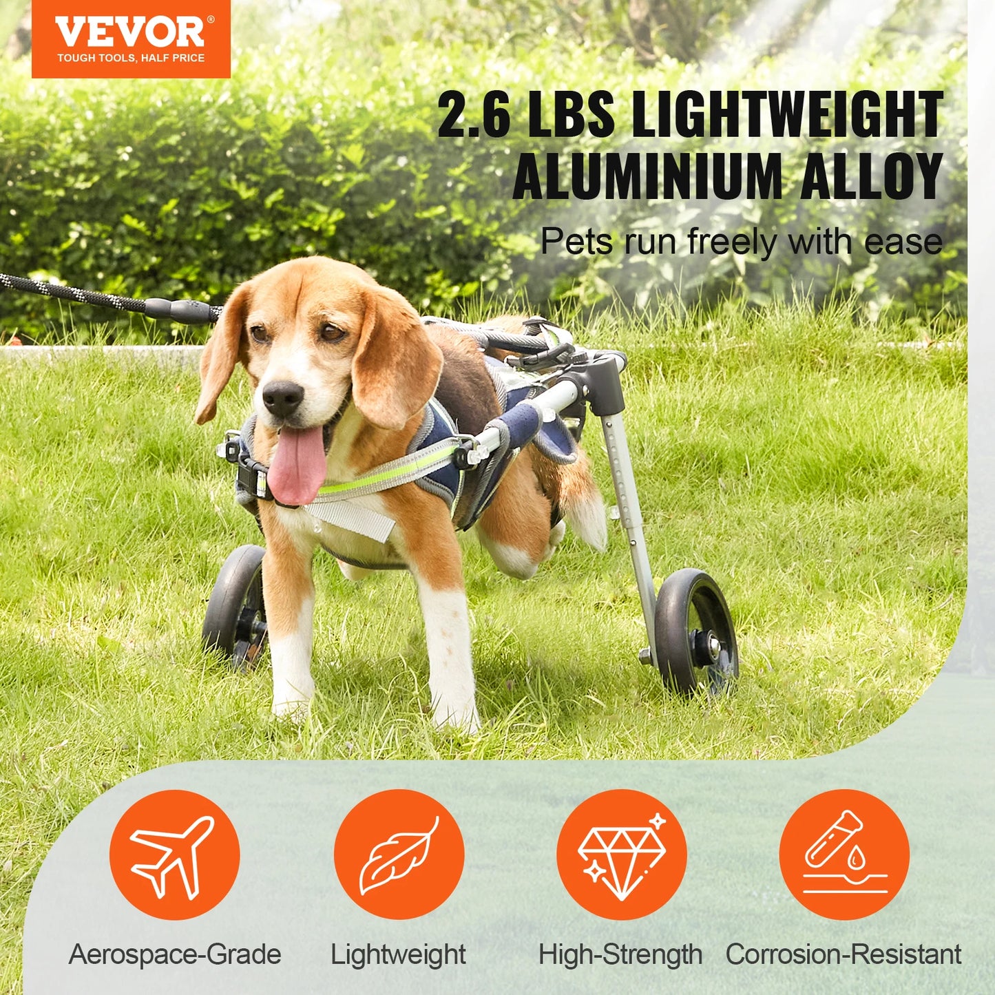 2 Wheels Pet Wheelchair for Back Legs