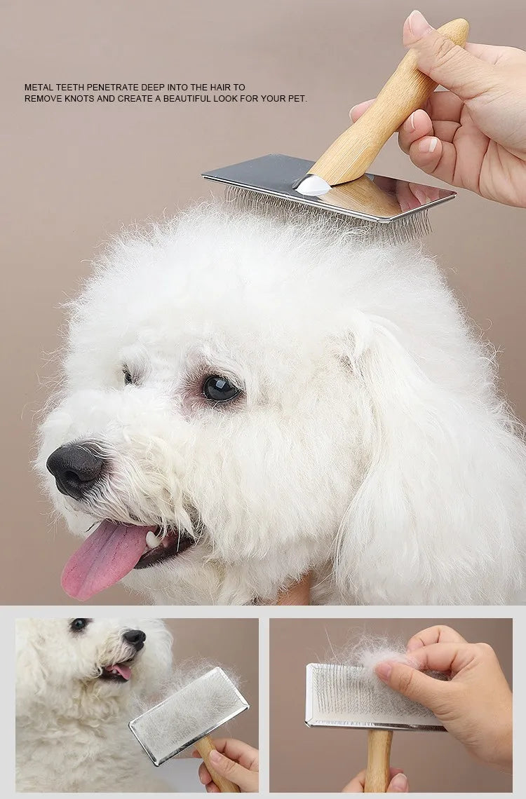 Dog Brush Pet Hair Remover Massage Cat Brush Pet Grooming Stainless Steel Combs for Cats Hair Knot Opening