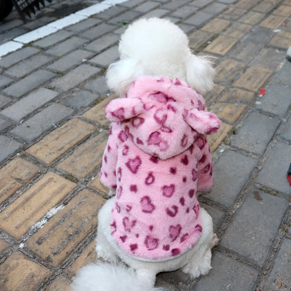 Fleece Dog Hoodie Winter Warm Pet Dog Clothes