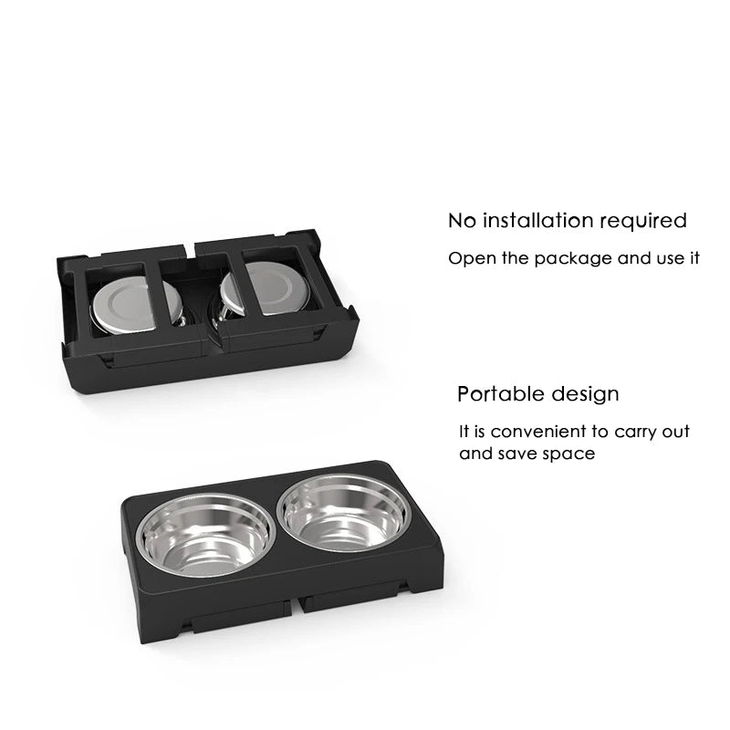 Elevated Dog Feeder Bowls Adjustable Raised Stand with Double Stainless Steel Food Water Bowls Small Medium Large Dogs