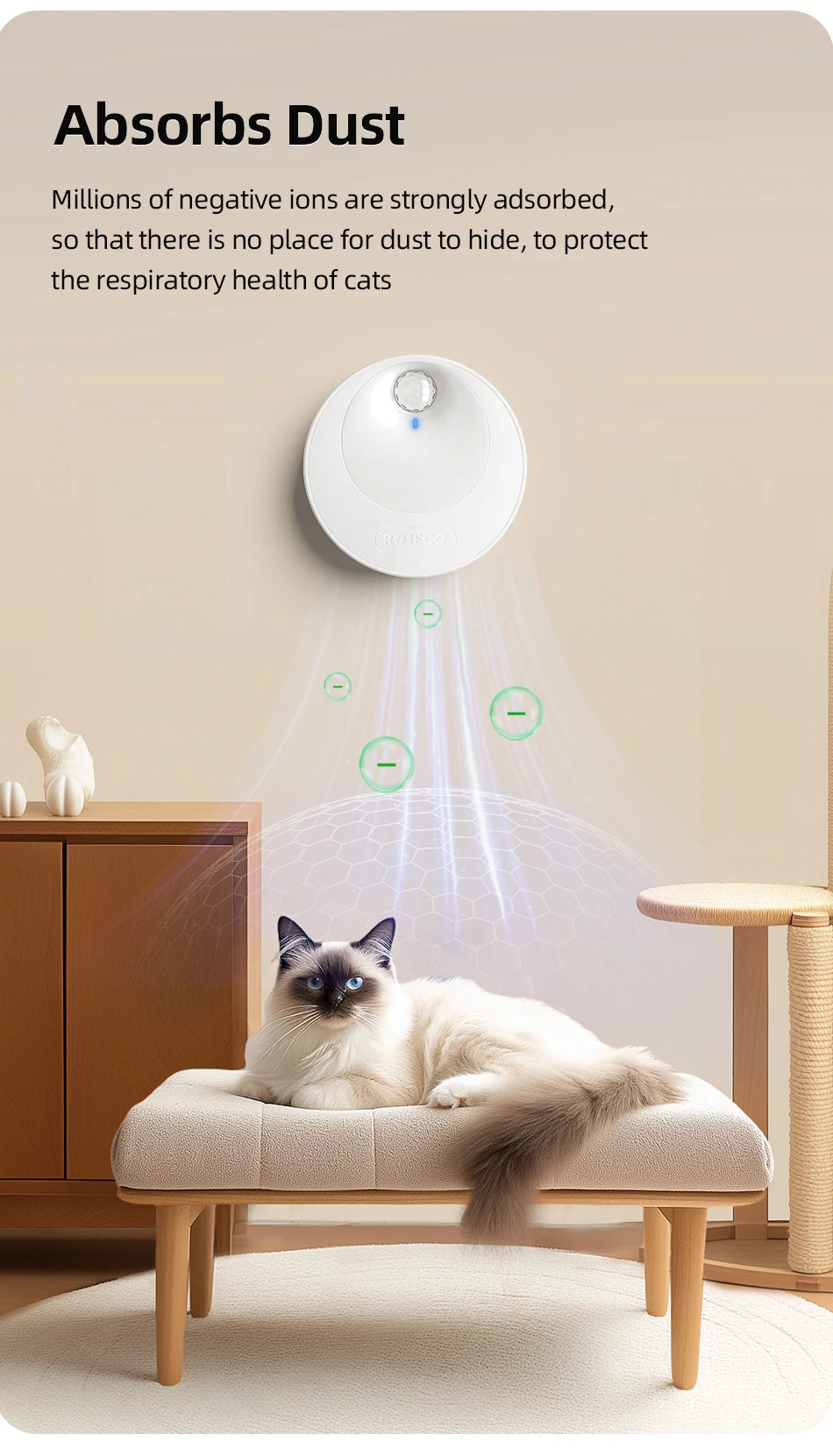 Smart Cat Litter Deodoriser 4000mAh Cat Odor Purifier For Cat Litter Box Automatic Pet Toilet Deodorant Purifier Supplies