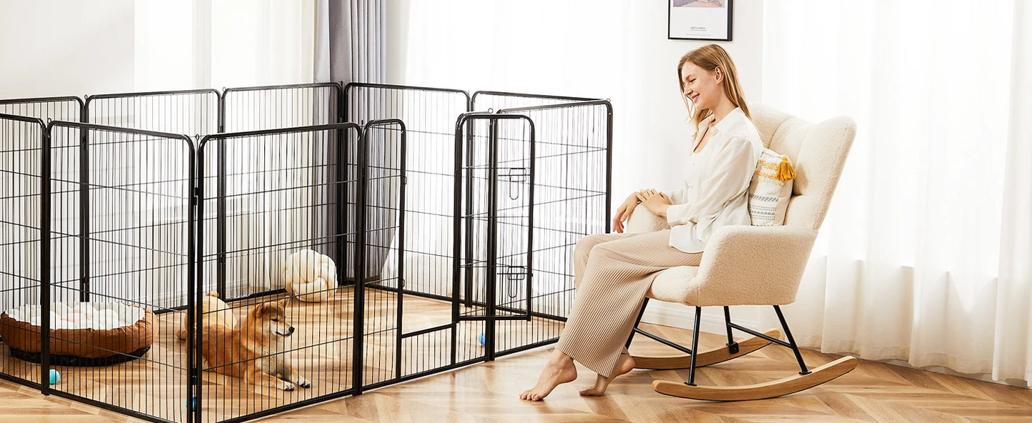 16 Panel Dog Playpen Indoor Pet Fence Exercise for Yard Gate Heavy Duty Crates with Doors Metal Dog Pen for Camping Outdoor