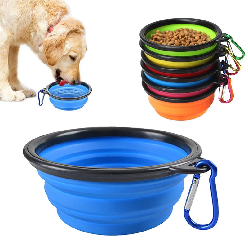 Portable Silicone Bowl Water Container with Carabiner