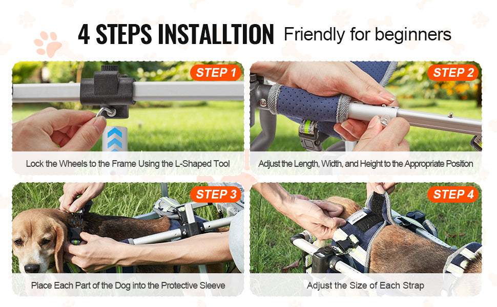 2 Wheels Pet Wheelchair for Back Legs